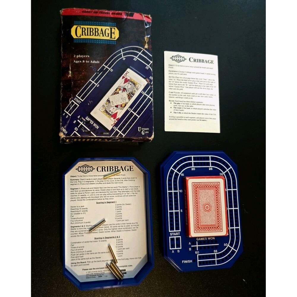 University Games CRIBBAGE Carry on Travel Games Compact Pocket-Sized Carry Case
